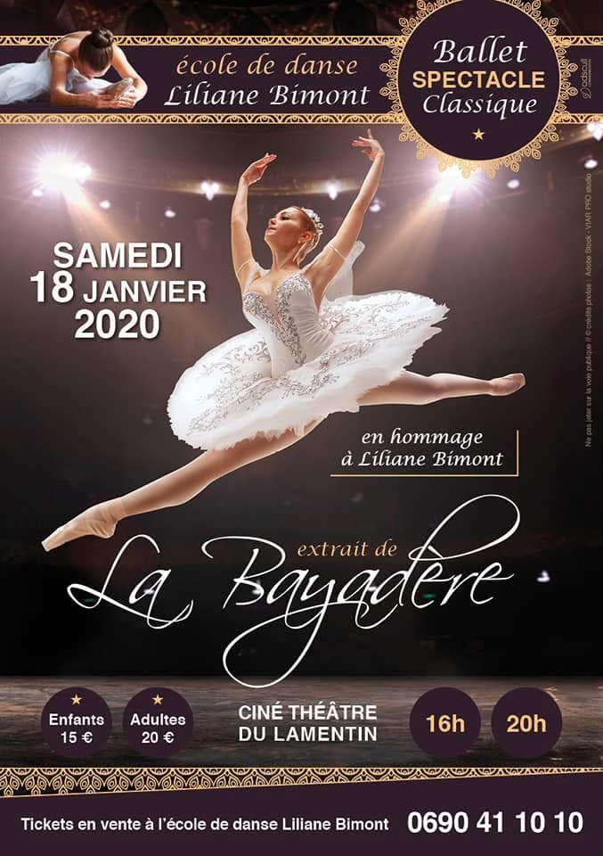 Affiche du ballet La Bayadère, 18 janvier 2020