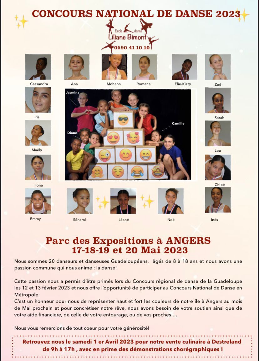 Affiche du Concours National de Danse 2023 à Angers, élèves de l'école Liliane Bimont