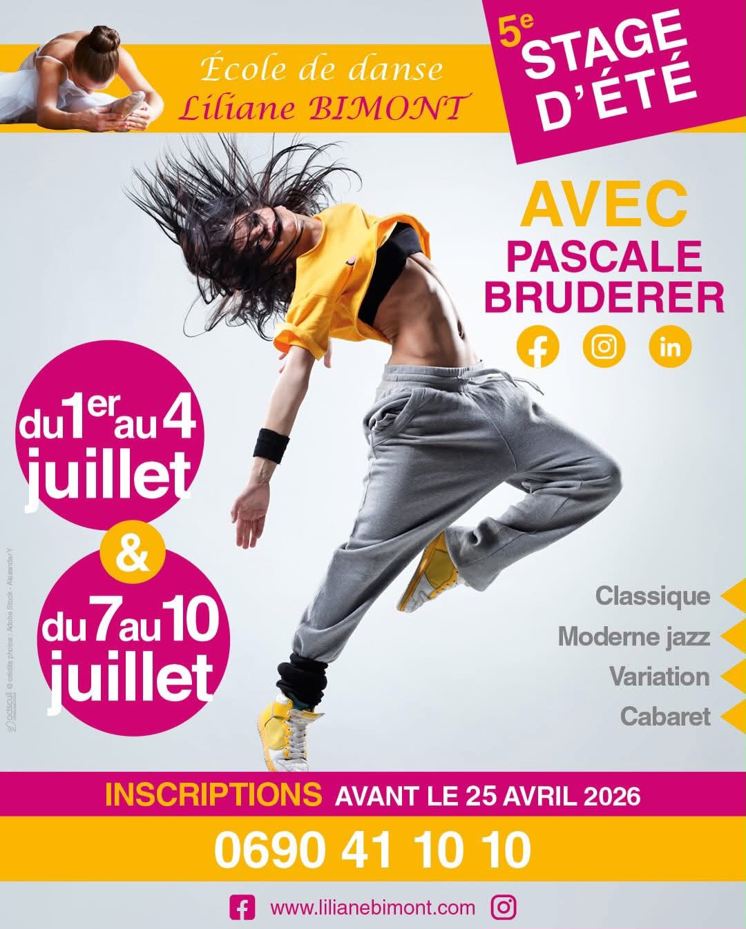 Affiche du 5e stage d'été 2026 avec Pascale Bruderer