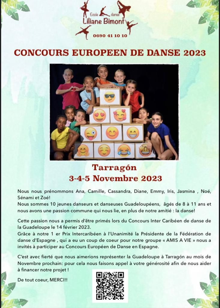 Affiche du Concours Européen de Danse 2023 à Tarragon, groupe Amis à vie