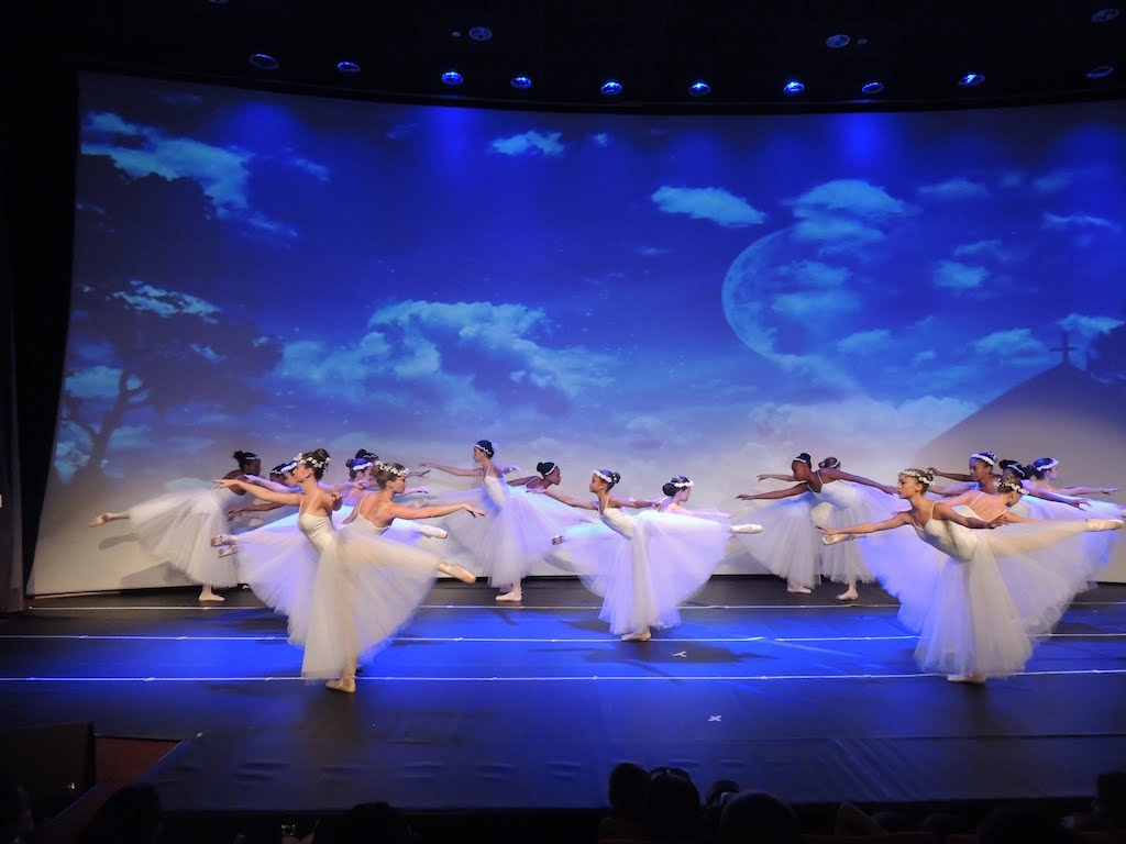 Ballet Giselle, arabesque en ligne sur scène